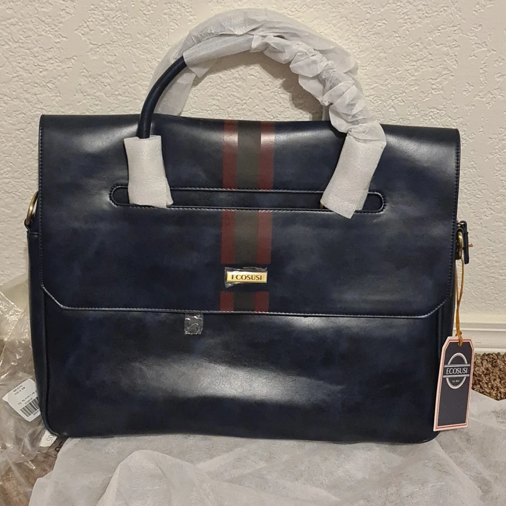 Briefcase/Laptop Bag 15.6 inch | PU Leather | Front & Back Pockets | NWT